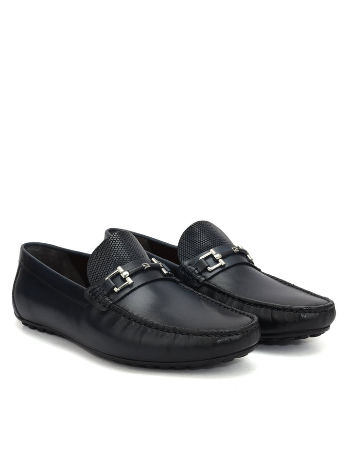 Blue Buckle Bar Moccasins