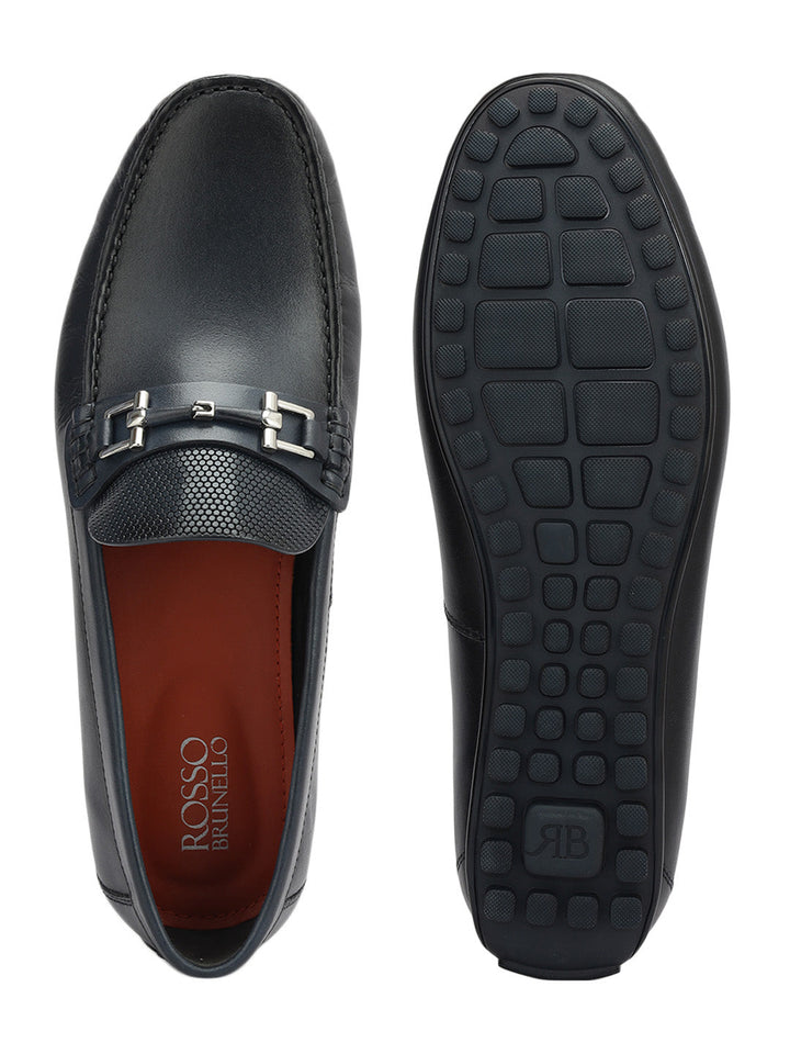 Blue Buckle Bar Moccasins
