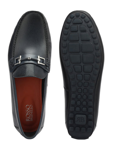 Blue Buckle Bar Moccasins