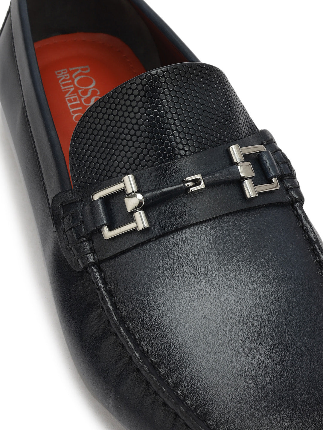 Blue Buckle Bar Moccasins