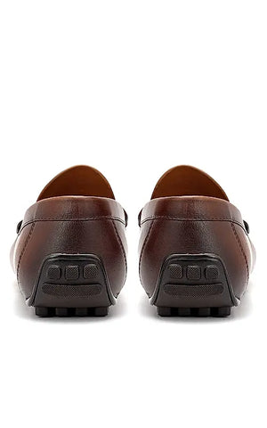 Tan Buckle Bar Moccasins
