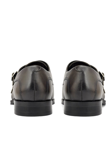 Green Plain Leather Double Monk Straps