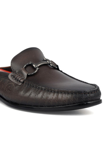 Grey Signato Leather Mules