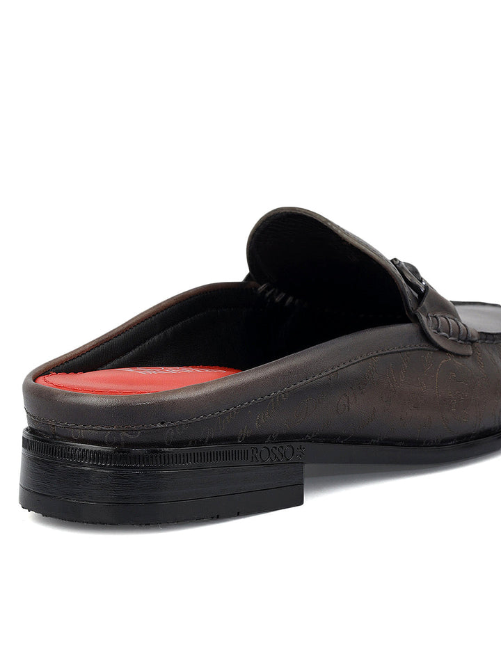 Grey Signato Leather Mules