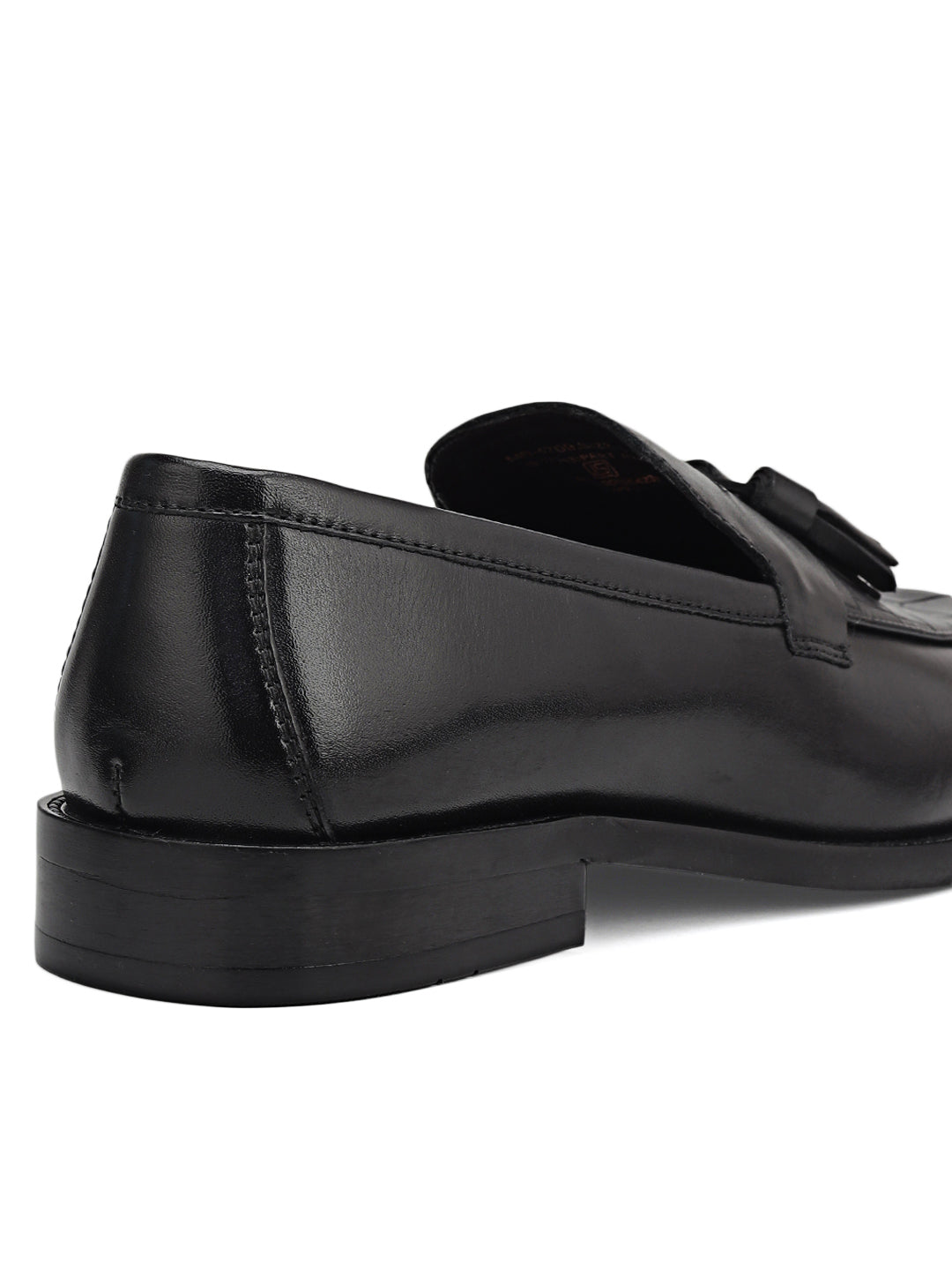 Black Croco Textured Loafers With Tassels