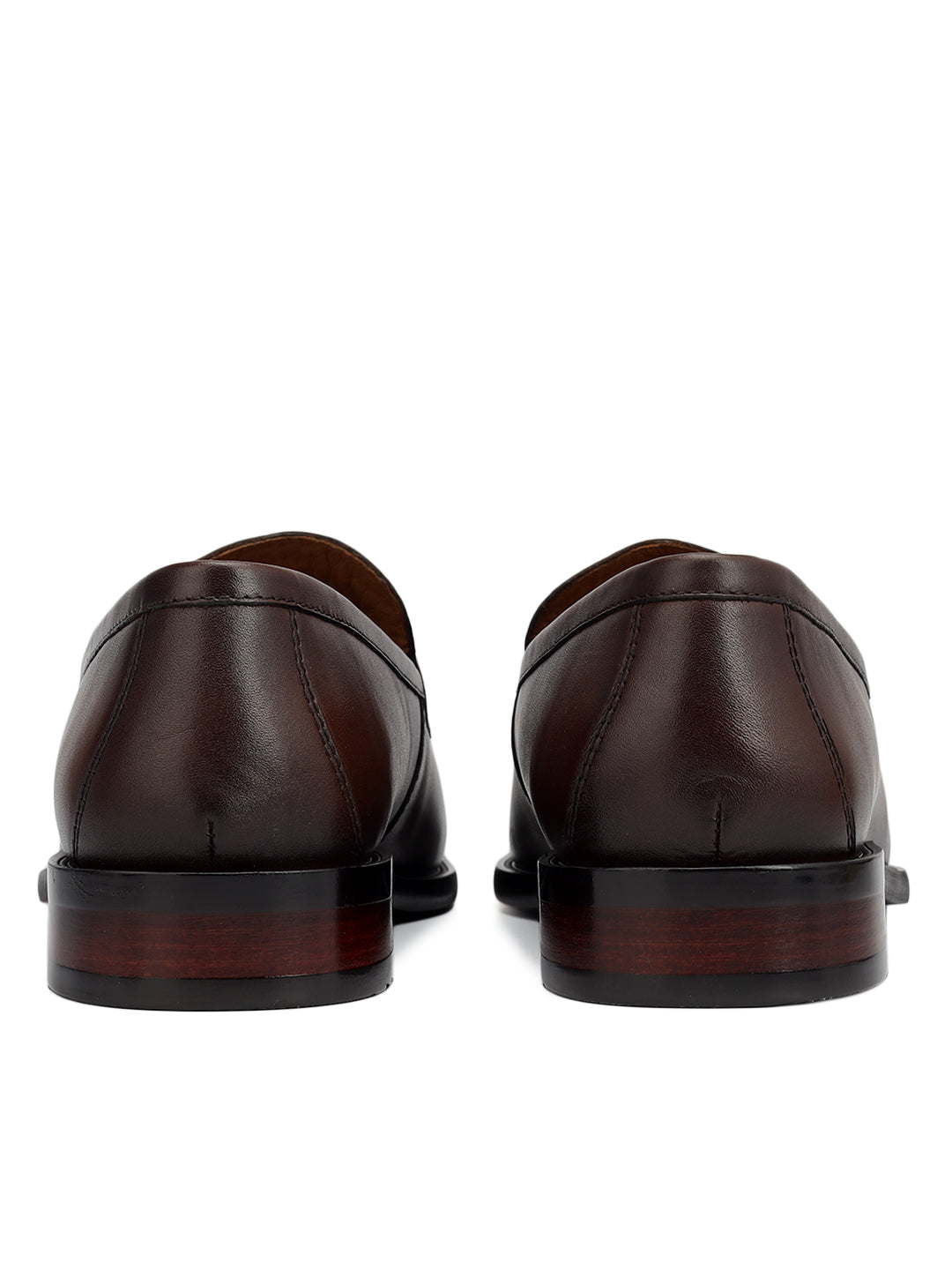 Brown Croco Textured Loafers With Tassels