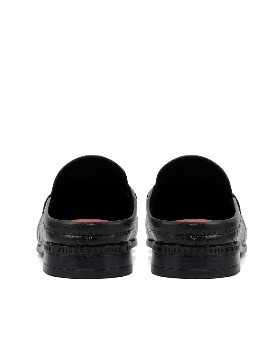 Black Croco Textured Mules