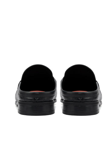 Black Croco Textured Mules