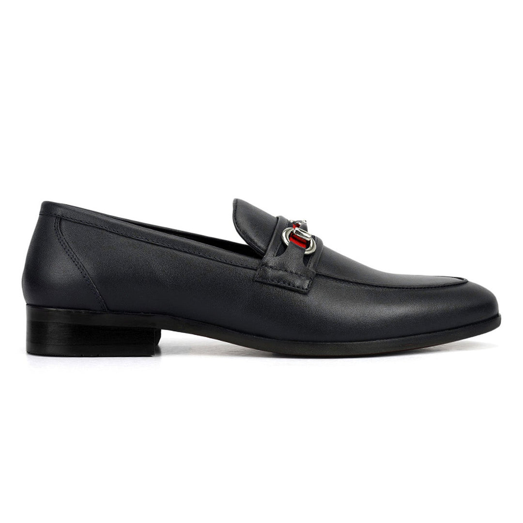 Black Leather Loafers With Buckle