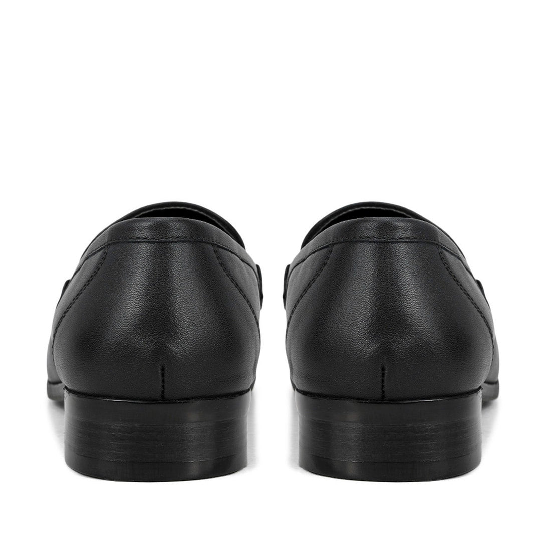 Black Leather Loafers With Buckle