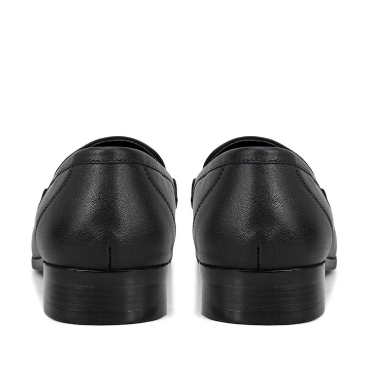 Black Leather Loafers With Buckle