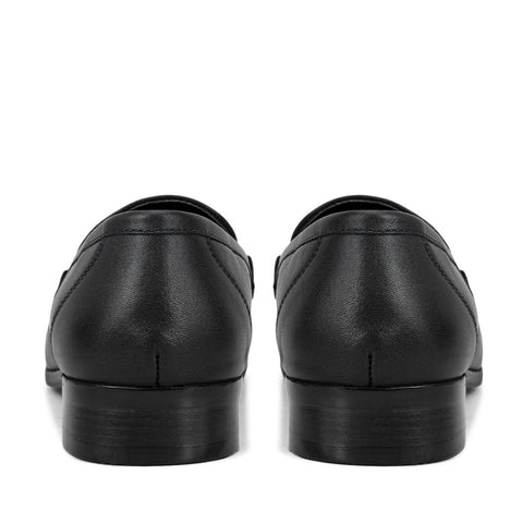 Black Leather Loafers With Buckle