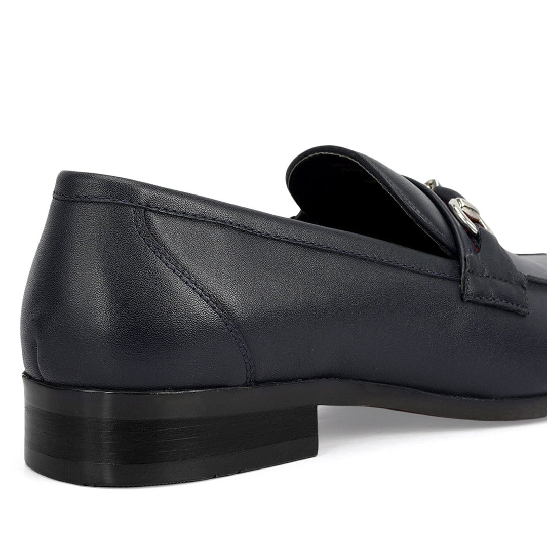 Black Leather Loafers With Buckle