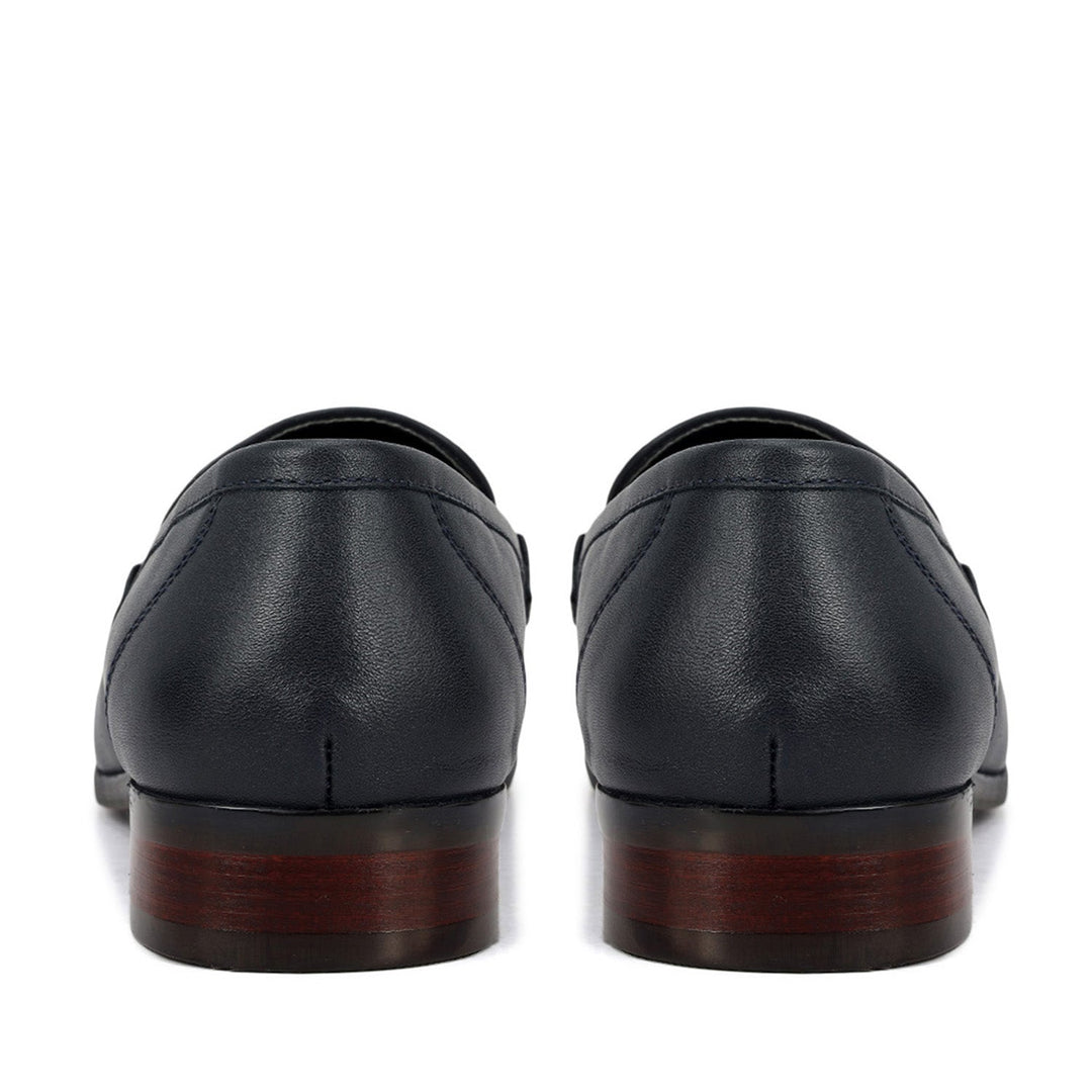 Blue Leather Loafers With Buckle