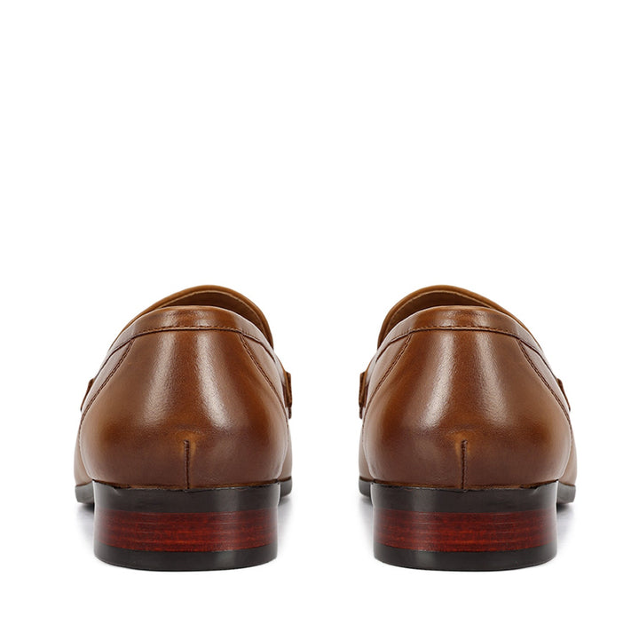 Tan Leather Loafers With Buckle