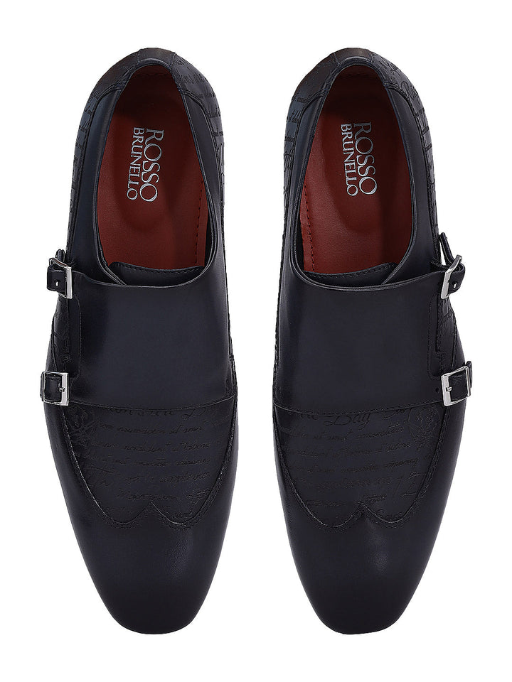 Blue Signato Leather Monk Straps