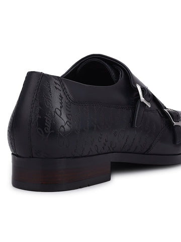 Blue Signato Leather Monk Straps