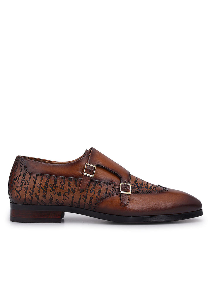 Tan Signato Leather Monk Straps