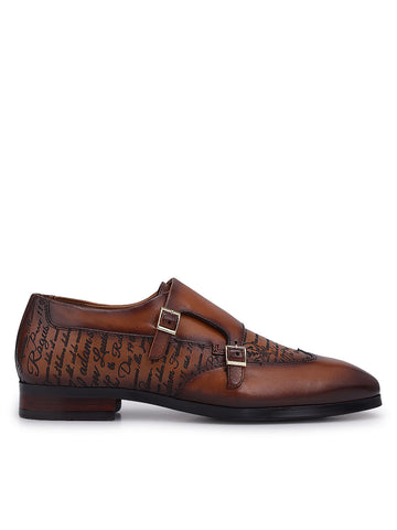 Tan Signato Leather Monk Straps