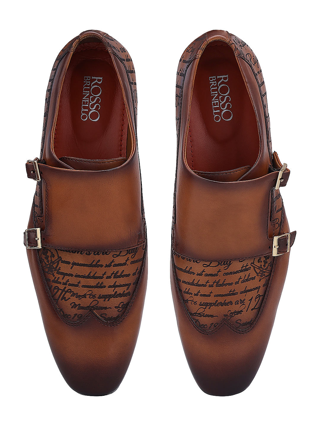 Tan Signato Leather Monk Straps