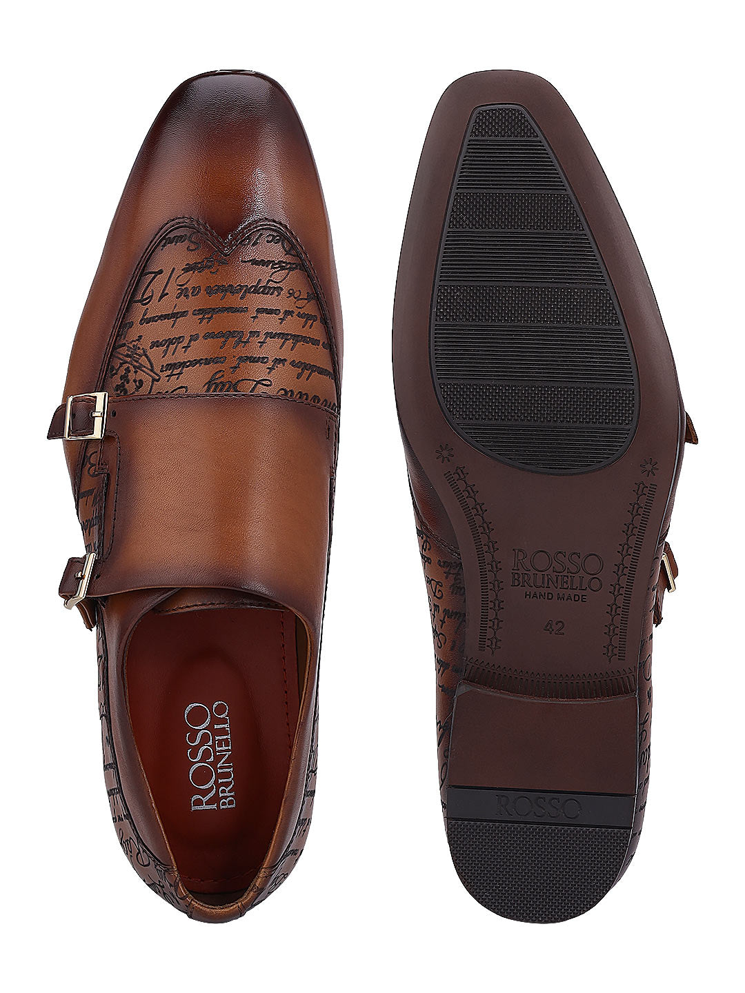 Tan Signato Leather Monk Straps