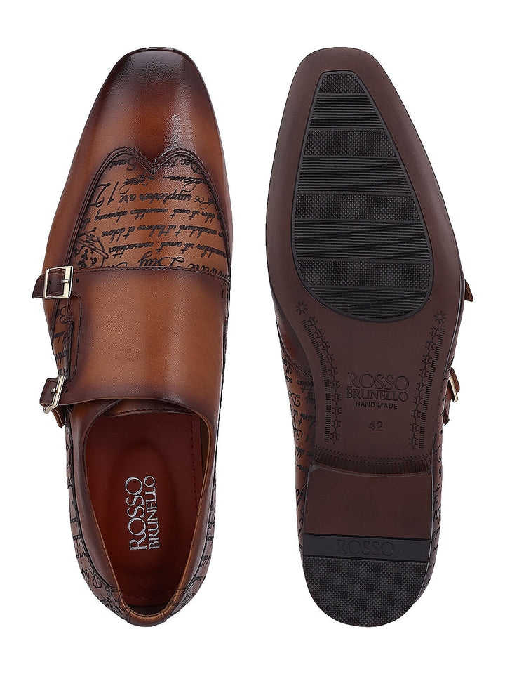 Tan Signato Leather Monk Straps