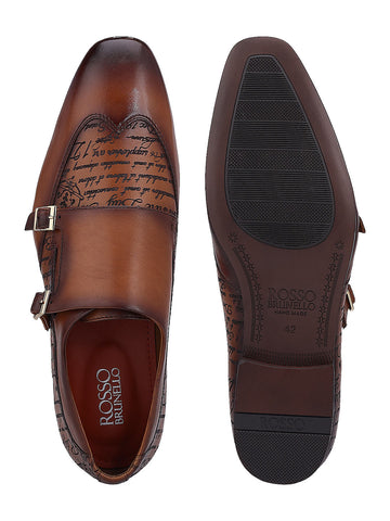 Tan Signato Leather Monk Straps