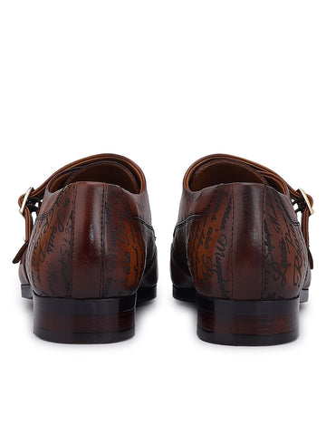 Tan Signato Leather Monk Straps