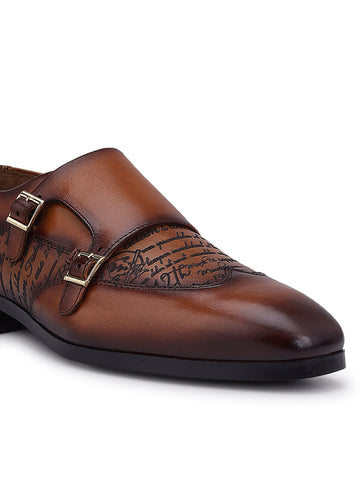Tan Signato Leather Monk Straps