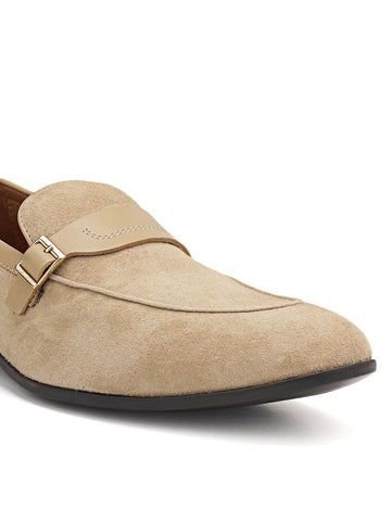 Beige Suede Leather Loafers