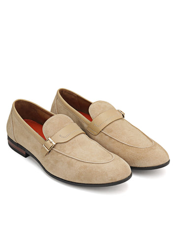 Beige Suede Leather Loafers