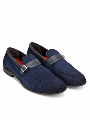 Blue Suede Leather Loafers