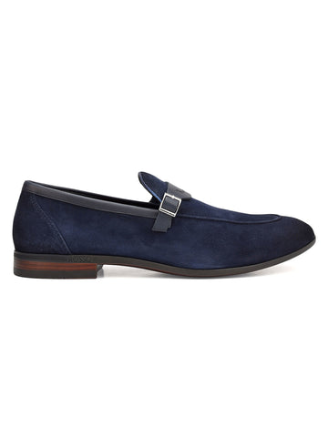 Blue Suede Leather Loafers