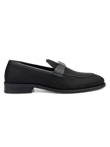 Black Loafers With Logo Buckle