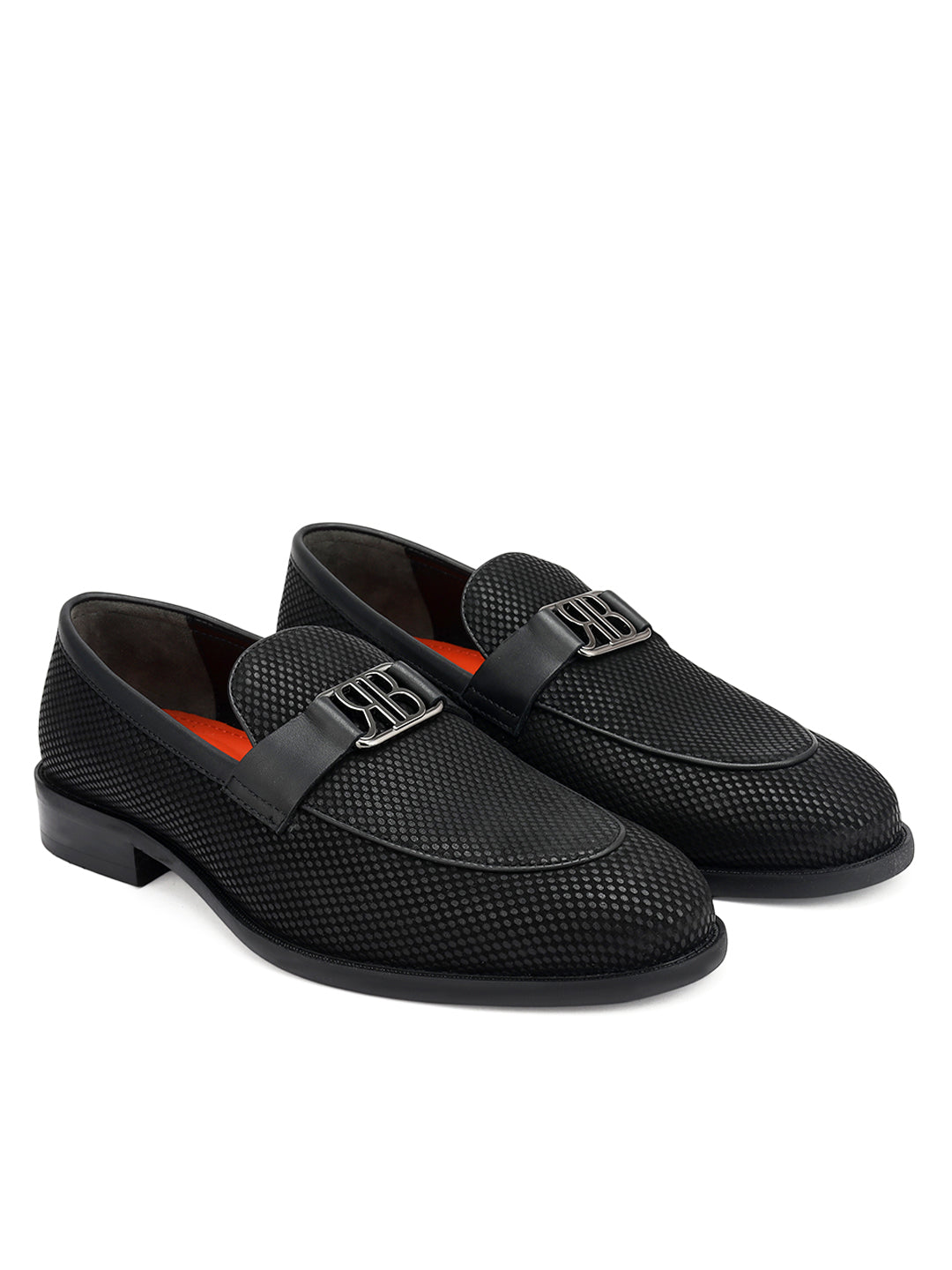 Black Loafers With Logo Buckle