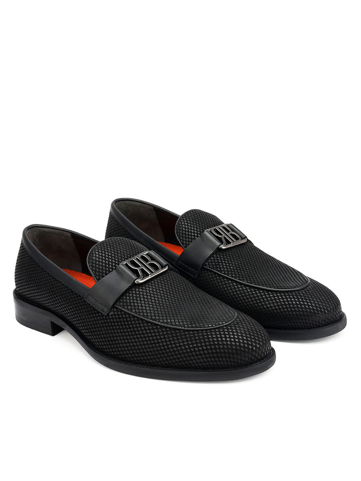 Black Loafers With Logo Buckle