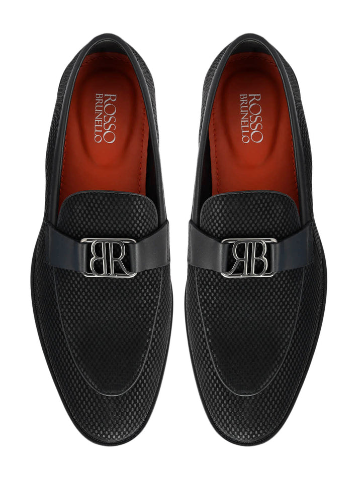 Black Loafers With Logo Buckle