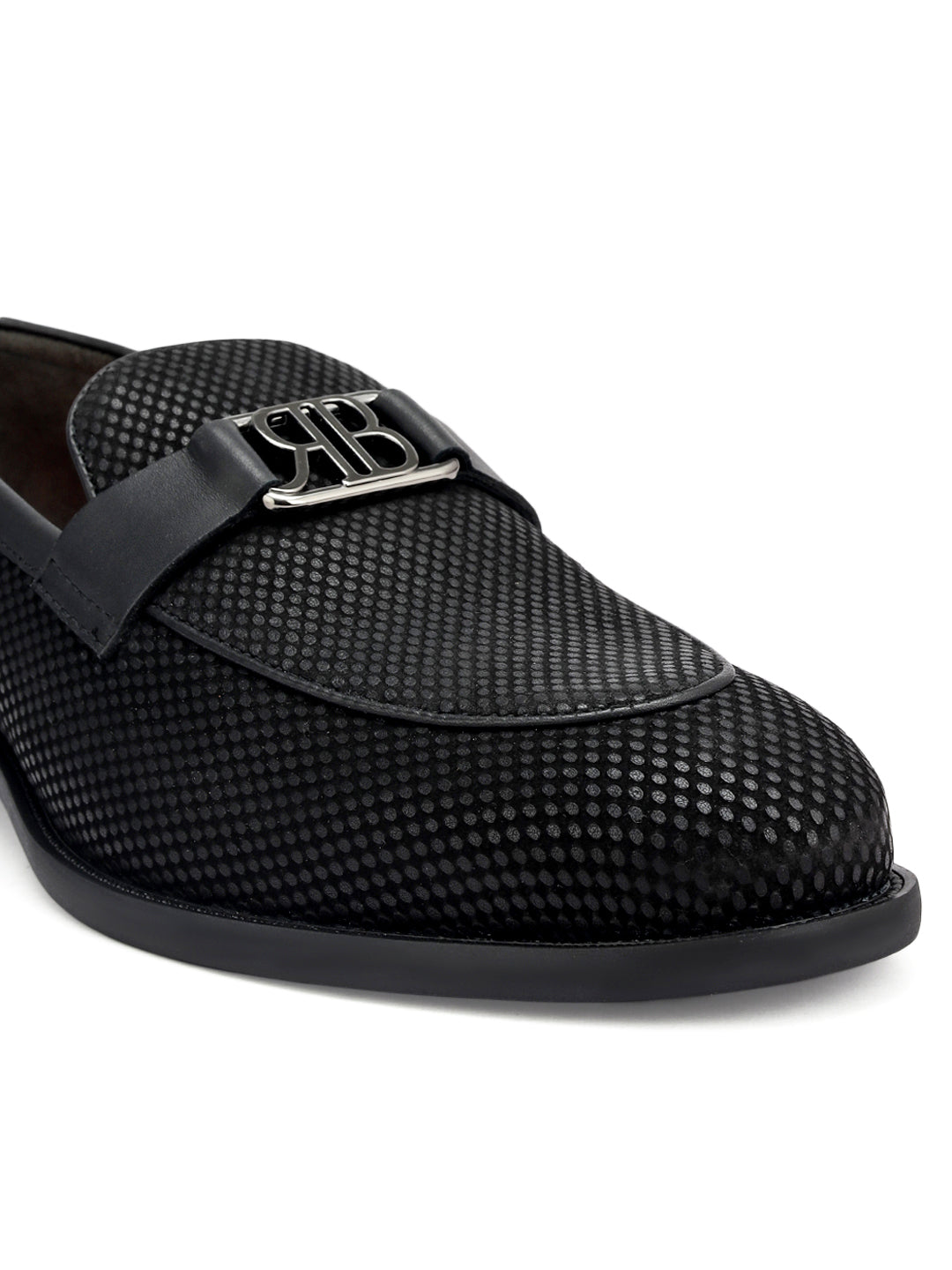 Black Loafers With Logo Buckle