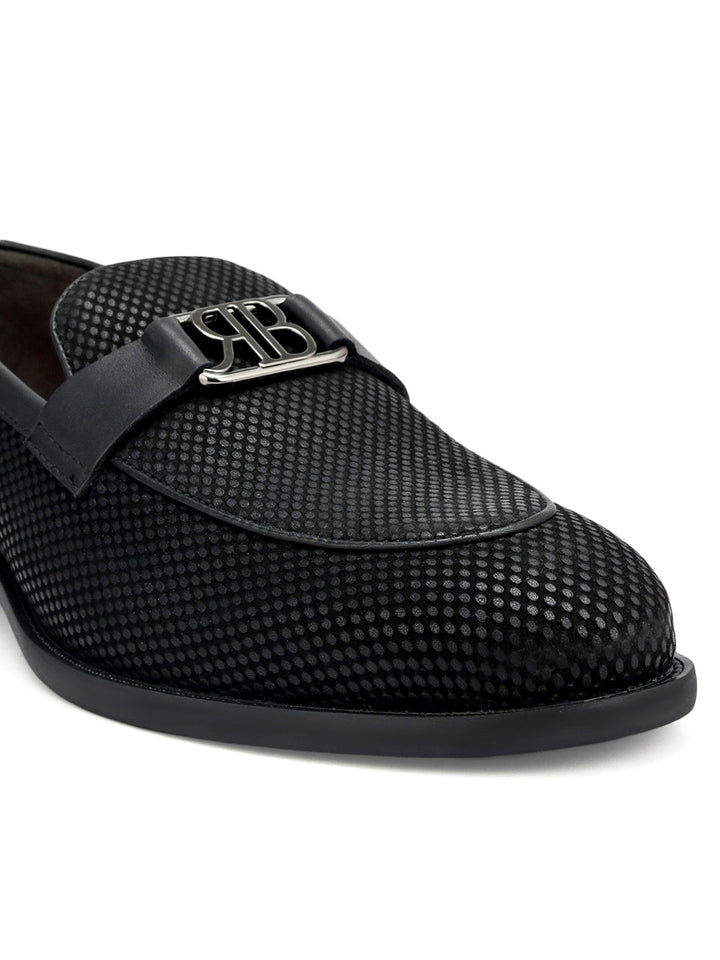 Black Loafers With Logo Buckle