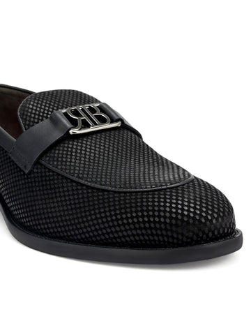 Black Loafers With Logo Buckle