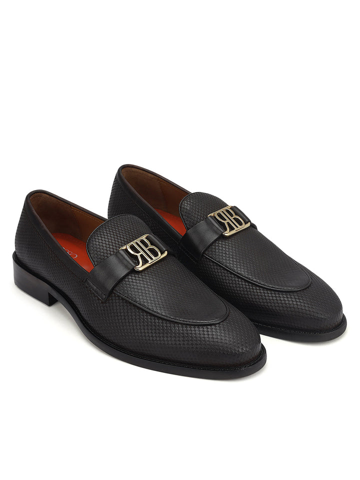 Brown Loafers With Logo Buckle