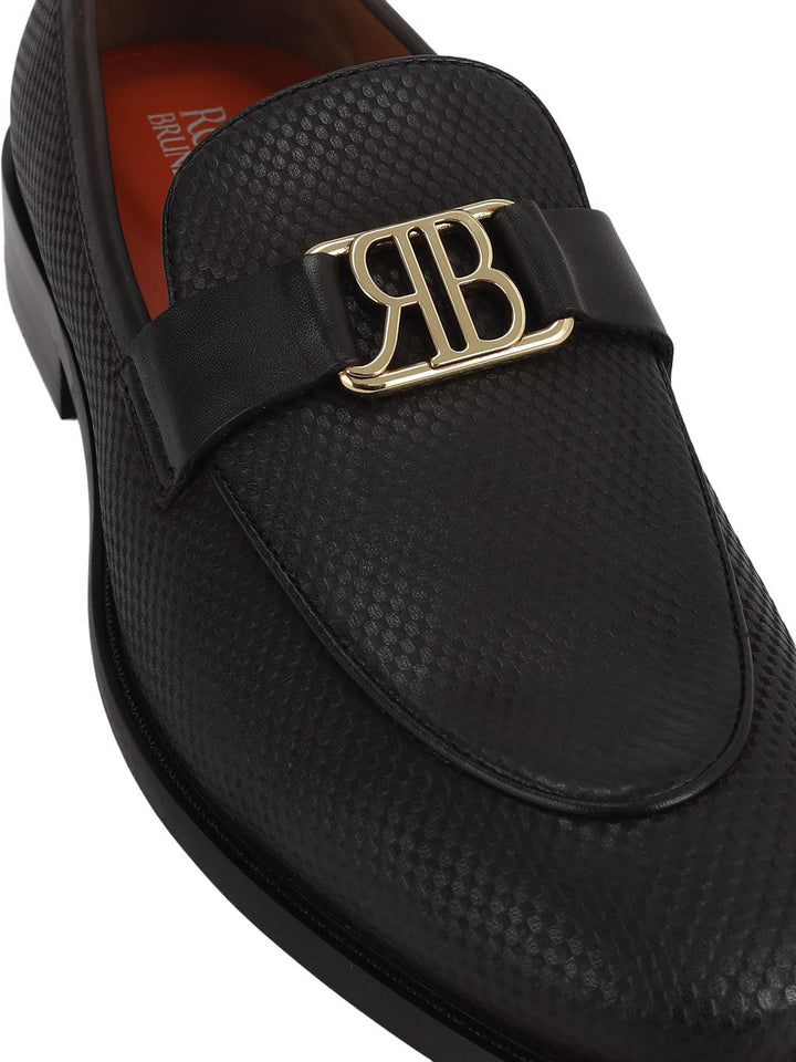 Brown Loafers With Logo Buckle