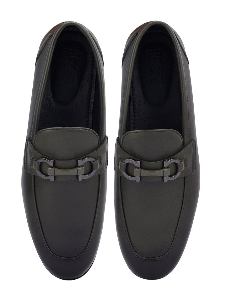 Green Loafers With Buckle