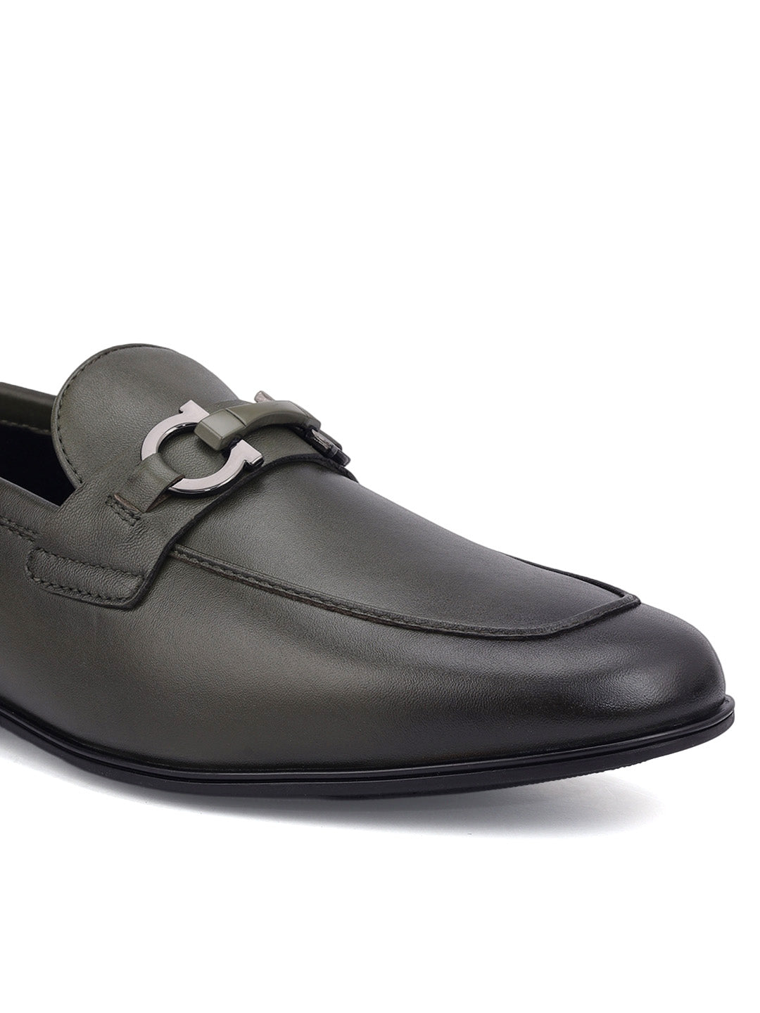 Green Loafers With Buckle