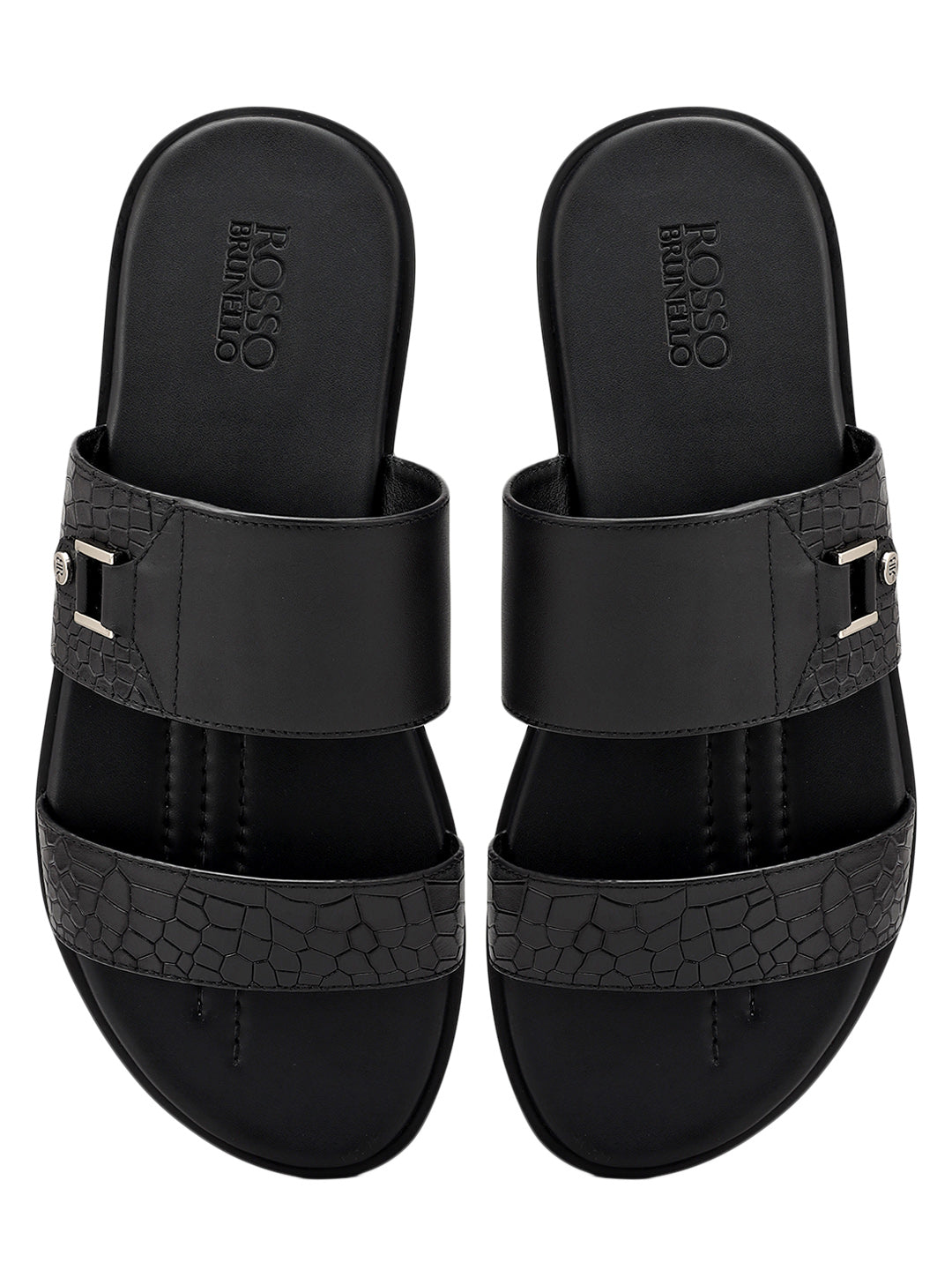 Black Leather Sliders