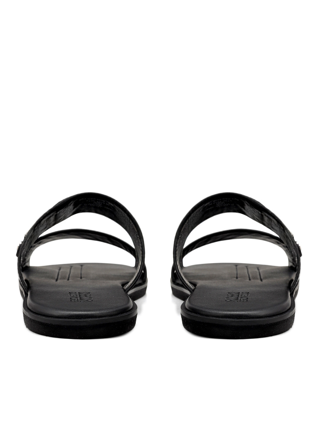 Black Leather Sliders