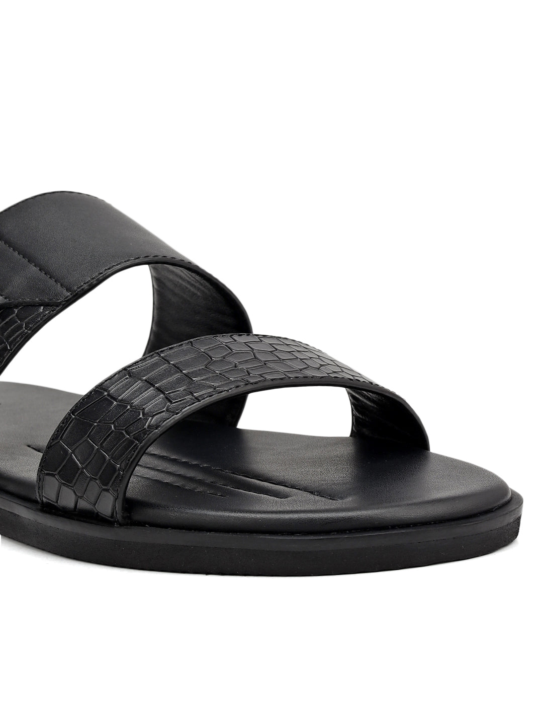 Black Leather Sliders