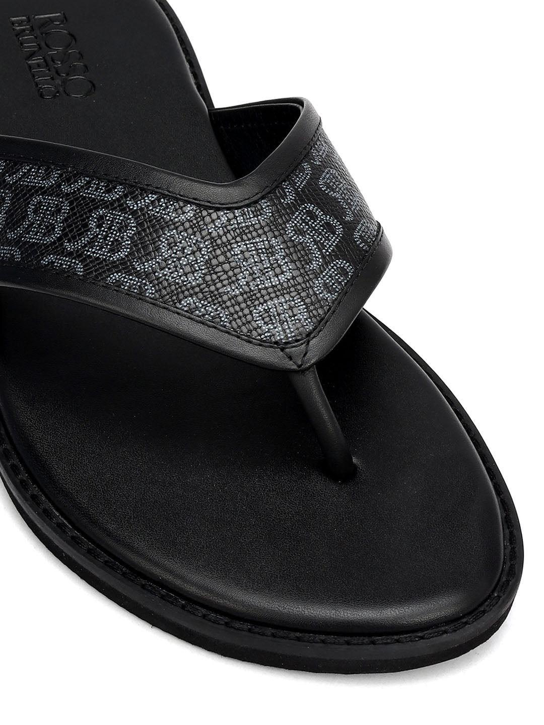 Black Thong Leather Slippers
