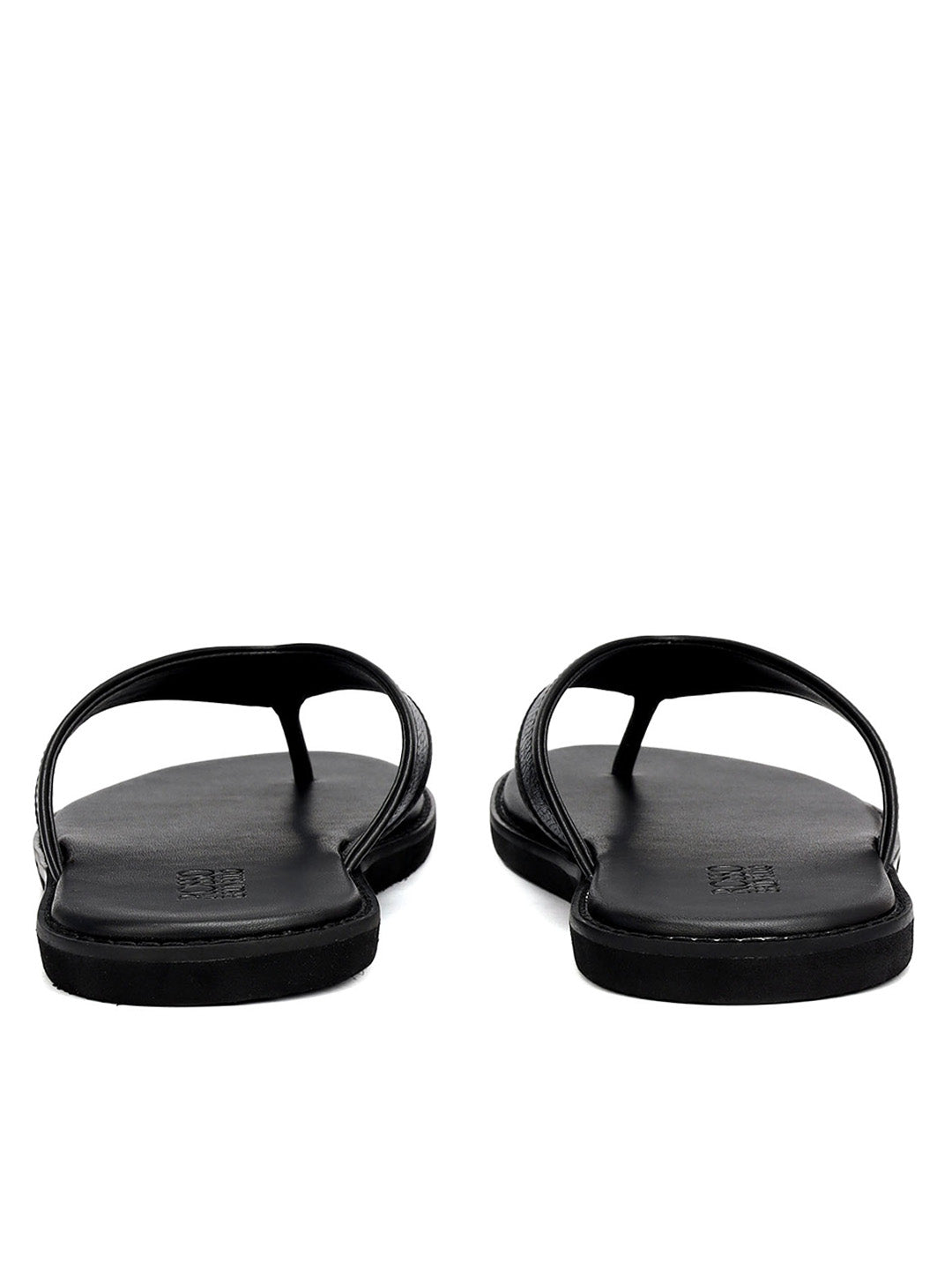 Black Thong Leather Slippers