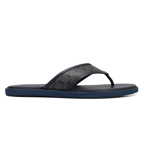 Blue Thong Leather Slippers